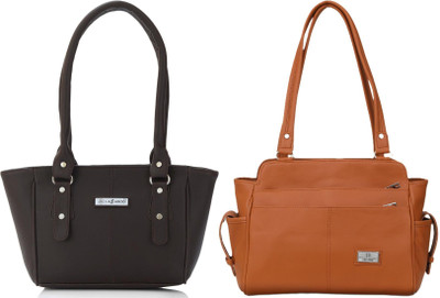 Lazzaroo Women Brown, Tan Shoulder Bag(Pack of: 2)