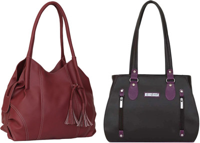 Lazzaroo Women Maroon, Multicolor Shoulder Bag(Pack of: 2)