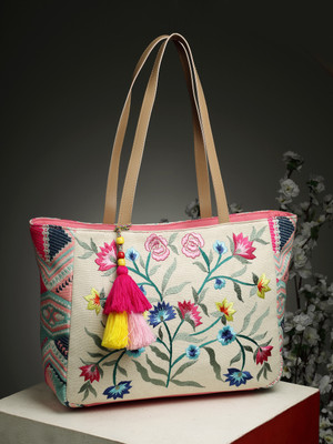 Anekaant Women Beige, Multicolor Tote