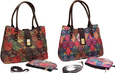 CRAFTWELL Women Multicolor Tote(Pack of: 2)