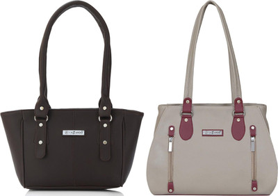 Lazzaroo Women Brown, Beige Shoulder Bag(Pack of: 2)