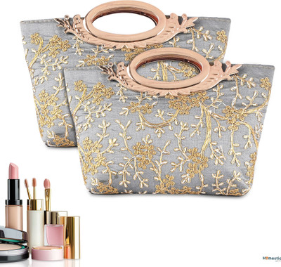 HOMESTIC Women Grey Handbag(Pack of: 2)