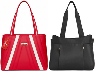 Zaxcer Women Red, Black Handbag(Pack of: 2)