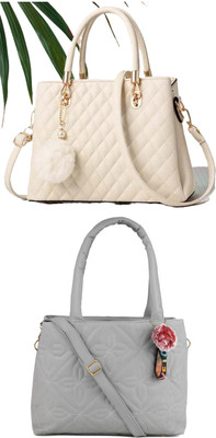 Plama Women White, Grey Handbag