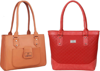 Lazzaroo Women Tan, Red Shoulder Bag(Pack of: 2)