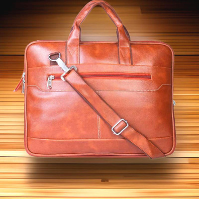 JairaJ Unisex Synthetic Leather Laptop Shoulder Messenger Bag men women Waterproof Messenger Bag(Tan, 198 L)