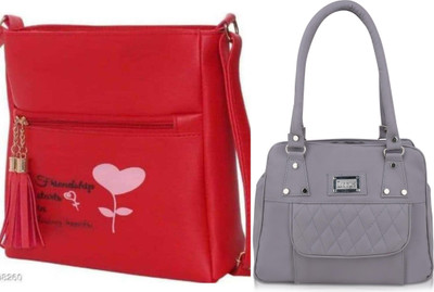 the monaina ceapt Women Red, Grey Hand-held Bag(Pack of: 2)