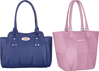 semiize Women Pink, Blue Shoulder Bag(Pack of: 2)