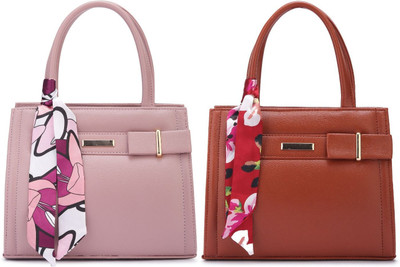 Trendycraft Women Tan, Pink Handbag(Pack of: 2)