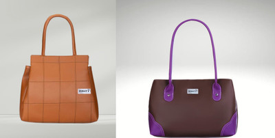 Ronty Women Brown, Purple, Tan Handbag(Pack of: 2)