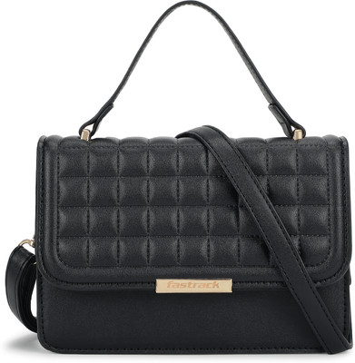 Fastrack Black Satchel Women Black Textured Satchel