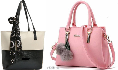 Reprox Women White, Pink, Black Messenger Bag(Pack of: 2)
