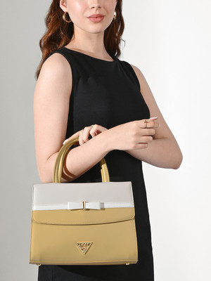Lavie Signature Women Beige, White Satchel