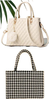 Plama Women White, Black Handbag
