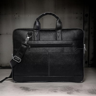 JairaJ Unisex Synthetic Leather Laptop Shoulder Messenger Bag men women Waterproof Messenger Bag(Black, 774 L)