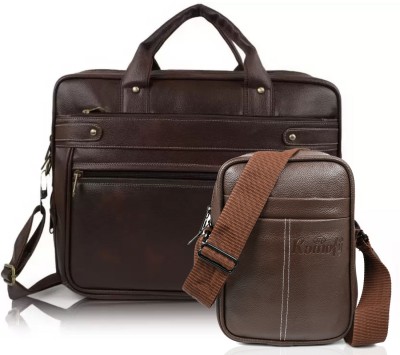 Romofy Men Brown Messenger Bag(Pack of: 2)