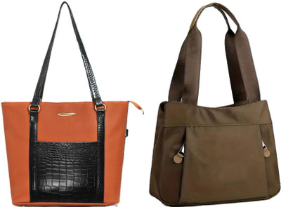 Zaxcer Women Tan, Brown Handbag(Pack of: 2)