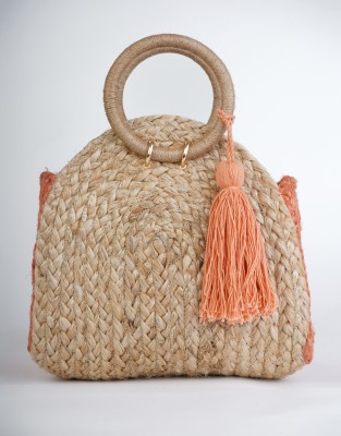 MESSASO Women Beige, Orange Tote