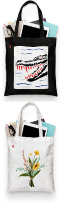 ZORI Women Black, White, White Tote(Pack of: 2)