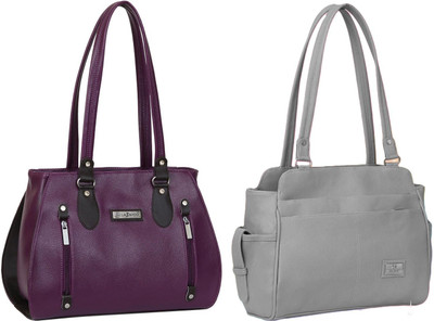 Lazzaroo Women Purple, Grey Shoulder Bag(Pack of: 2)