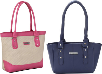 Lazzaroo Women Beige, Pink, Blue Shoulder Bag(Pack of: 2)