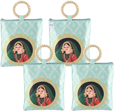 HOMESTIC Women Green Handbag(Pack of: 4)