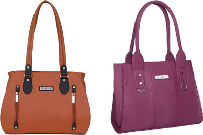 Lazzaroo Women Tan, Maroon Shoulder Bag(Pack of: 2)