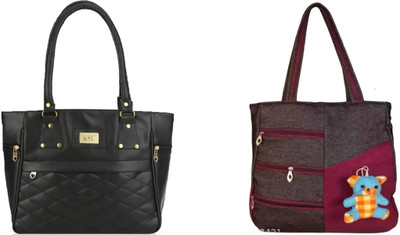 house of common Women Black, Maroon Handbag(Pack of: 2)