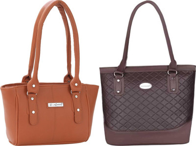 Lazzaroo Women Tan, Brown Shoulder Bag(Pack of: 2)