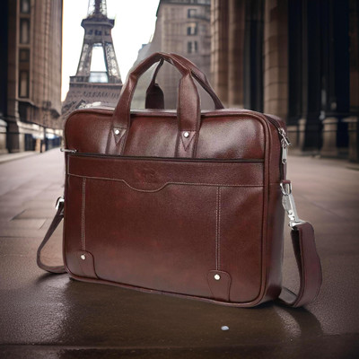 JairaJ hand Messenger laptop Bag Men & Women - Extra Spacious Synthetic Leather Waterproof Messenger Bag(Brown, 1128 L)