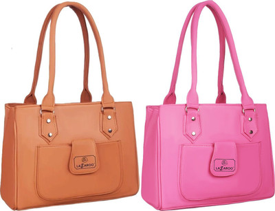Lazzaroo Women Tan, Pink Shoulder Bag(Pack of: 2)