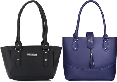 Lazzaroo Women Black, Blue Shoulder Bag(Pack of: 2)