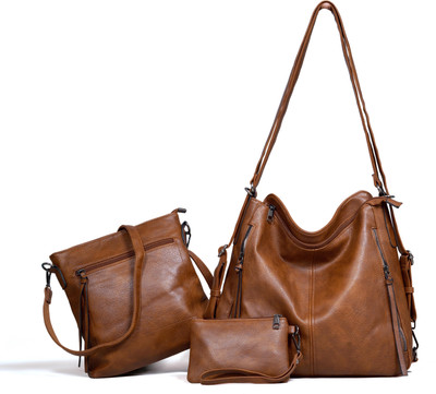 ITALISH Women Brown Handbag(Pack of: 3)