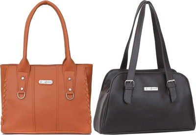 Lazzaroo Women Tan, Brown Shoulder Bag(Pack of: 2)