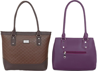 Lazzaroo Women Brown, Purple Shoulder Bag(Pack of: 2)