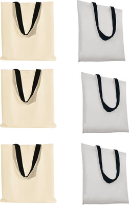 prageet Women Beige, White Tote(Pack of: 6)