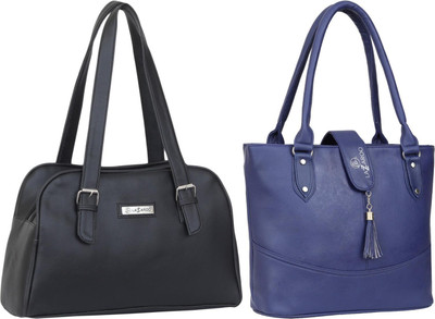 Lazzaroo Women Black, Blue Shoulder Bag(Pack of: 2)