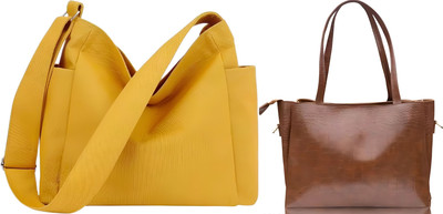Trendycraft Women Yellow, Tan Shoulder Bag(Pack of: 2)