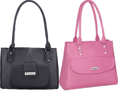 semiize Women Pink, Black Shoulder Bag(Pack of: 2)