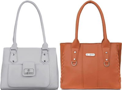 Lazzaroo Women Grey, Tan Shoulder Bag(Pack of: 2)