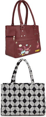 KSC Women Maroon, White Handbag