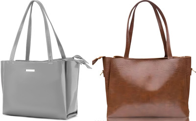 Trendycraft Women Grey, Tan Shoulder Bag(Pack of: 2)