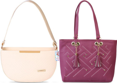 MSK Collection Women Beige, Purple Messenger Bag(Pack of: 2)