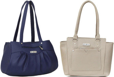 Lazzaroo Women Blue, Beige Shoulder Bag(Pack of: 2)