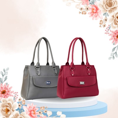 Heaven Your Choice Women Maroon, Grey Handbag(Pack of: 2)