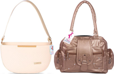 MSK Collection Women Brown, Beige Messenger Bag(Pack of: 2)