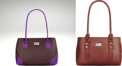 Ronty Women Brown, Purple, Tan Handbag(Pack of: 2)