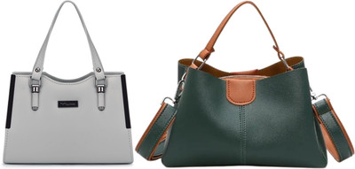 Trendycraft Women Green, Grey Sling Bag(Pack of: 2)