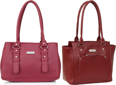Lazzaroo Women Red, Maroon Shoulder Bag(Pack of: 2)