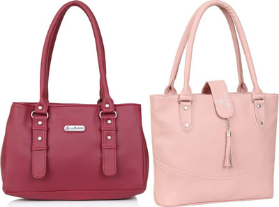 Lazzaroo Women Red, Pink Shoulder Bag(Pack of: 2)